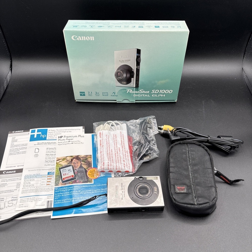 Canon Powershot SD1000 Silver Digital Compact Camera 7.1MP Digicam TESTED